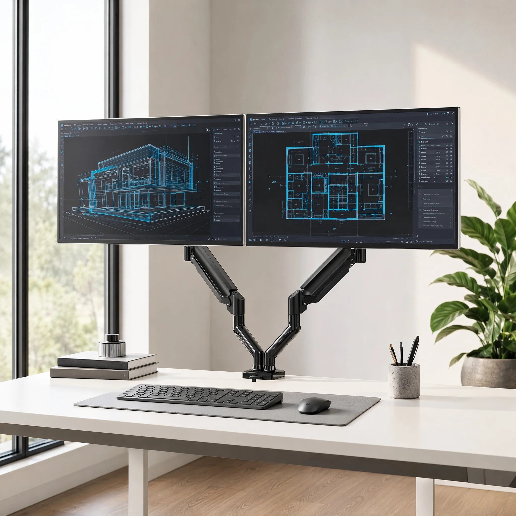 Soporte para dos monitores de hasta 33 pulgadas, capacidad de carga máxima de 22 lbs por brazo, soporte ajustable para dos monitores, soporte de monitor VESA de acero resistente con VESA estable de 75x75 100x100 mm