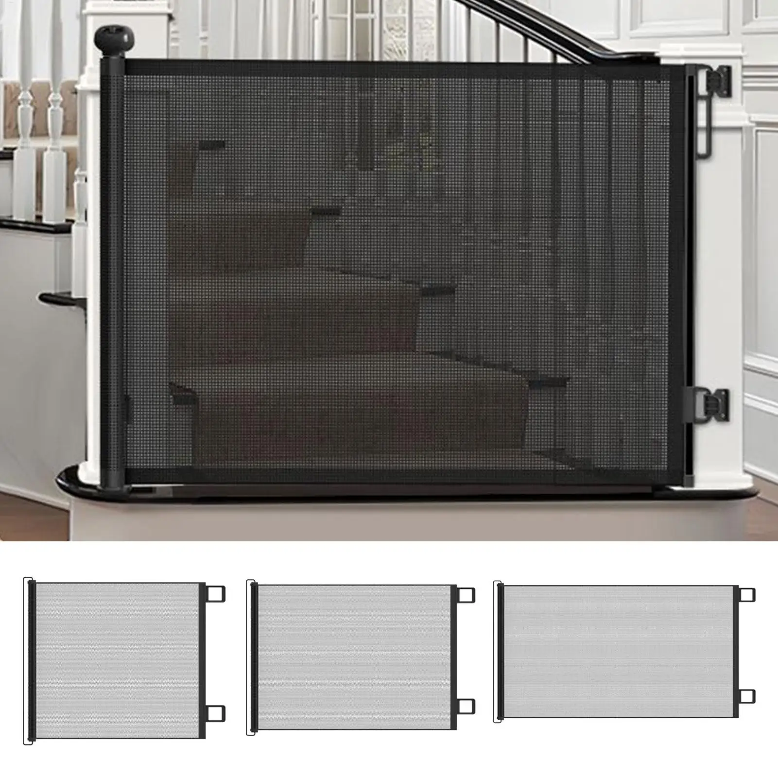 Barrera retráctil para bebés, sin necesidad de taladrar, para mascotas, para escaleras, para perros y gatos, valla para puertas de escaleras, malla de seguridad para niños, puerta de seguridad para niños, sin necesidad de taladrar.