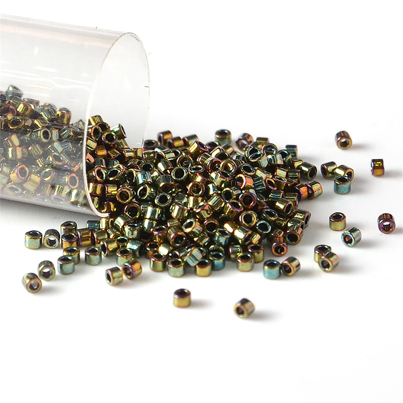 10g/tubo JP Miyuki Delica 11/0 cuentas de semilla de vidrio cuentas de semilla de Color metálico espaciador redondo para hacer joyería hecha a mano DIY