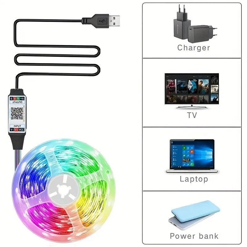 Tira de luces Led RGB 5050, 1M/3M/5M, aplicación inteligente, cambio de Color remoto para TV, retroiluminación LED, habitación, decoración, fiesta, Festival