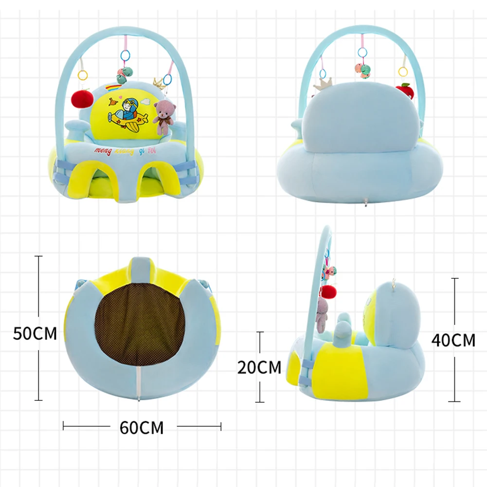 Asiento de aprendizaje infantil de dibujos animados, sofá de piel de felpa, soporte de alimentación, silla sin algodón