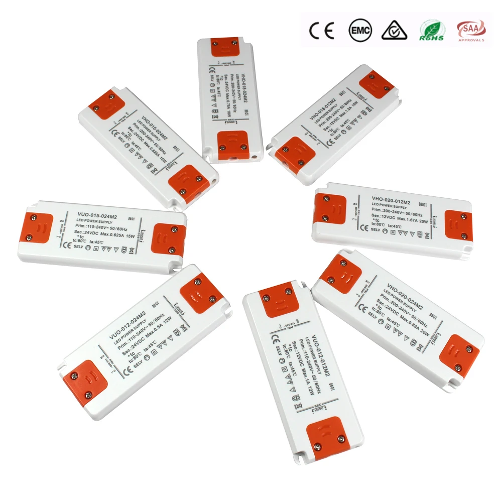 Transformador de iluminación ultrafino DC 12V 24V fuente de alimentación LED 6W 15W 20W 30W 40W 50W 60W controlador 110V 220V 230V Fr luces de tira LED