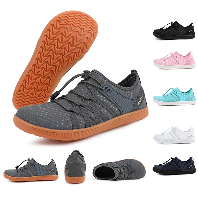 Nuevos zapatos minimalistas para hombre, zapatillas informales descalzas con punta ancha, zapatillas de deporte Unisex transpirables de malla para mujer, zapatos ligeros para caminar