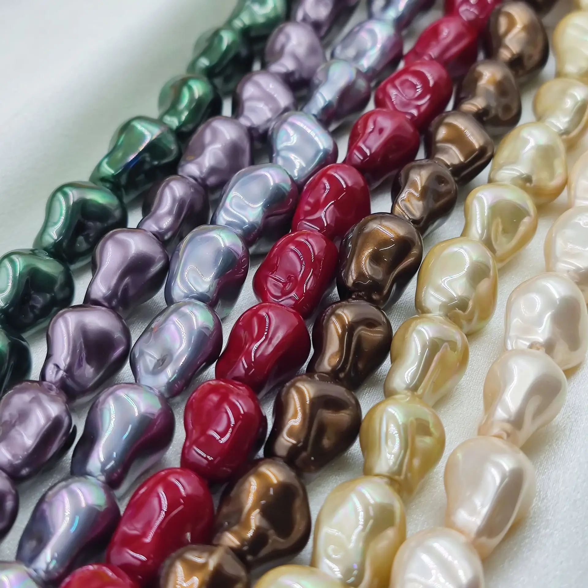 Perlas Barrocas Irregulares con Orificio Recto, Perlas de Concha de Forma Irregular Populares para DIY, Collar de Perlas