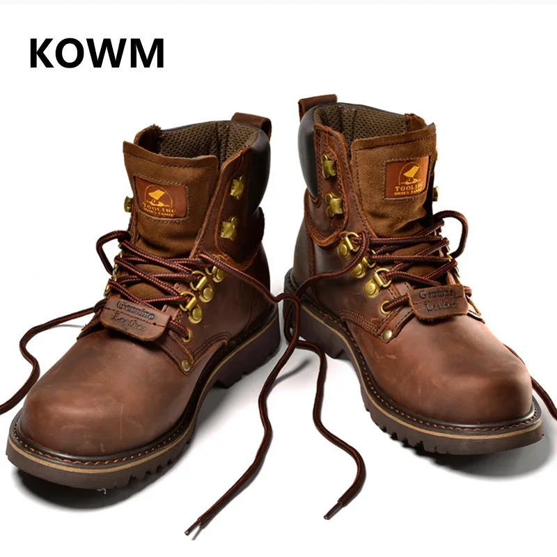 KOWM Zapatos de senderismo de cuero para hombre, impermeables, tácticos, para desierto, botas de caza, botas de nieve, zapatillas con forro de piel, zapatos de trekking para mujer