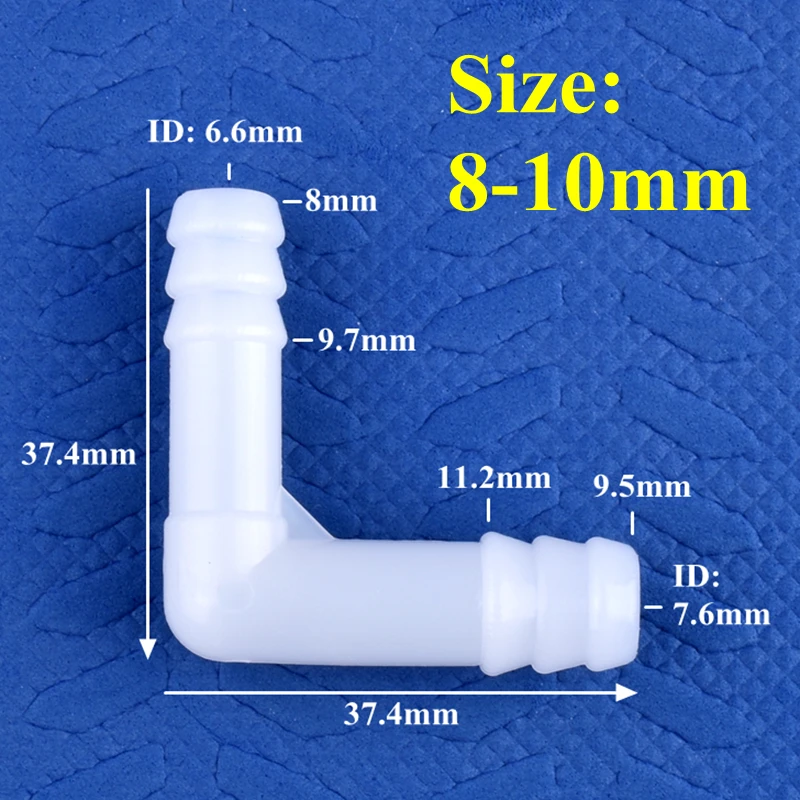 Conector de codo de PE de 5 ~ 500 Uds., 8mm, 10mm, manguera de bomba de aire para tanque de acuario, junta de Pagoda, riego, conector de tubería de agua para jardín