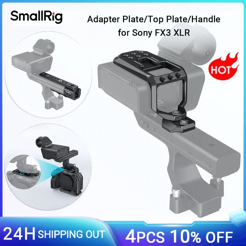 Placa superior SmallRig para unidad XLR Sony FX3 para mango Original FX3 con orificios roscados de 1/4 ''-20 micrófono de fijación de zapata fría MD3990