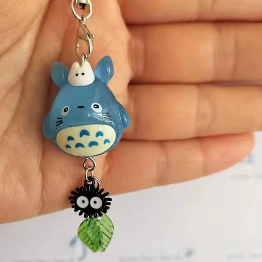 Llavero de Teléfono Kawaii con Animal Azul Totoro, Colgante de Gato de Anime del Bosque, Accesorios de Cosplay, Regalo de Navidad Hecho a Mano