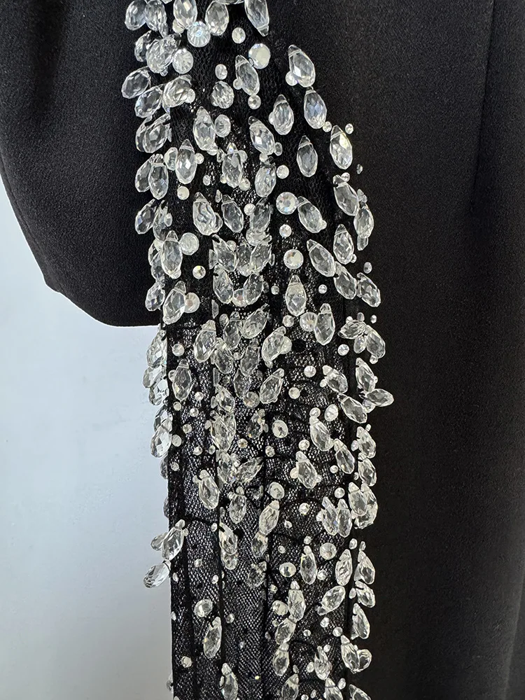 Vestido Largo Maxi de Gasa con Cuentas de Diamantes y Hombros Descubiertos, Diseño de Alta Costura 2026, Nuevo de HIGH STREET