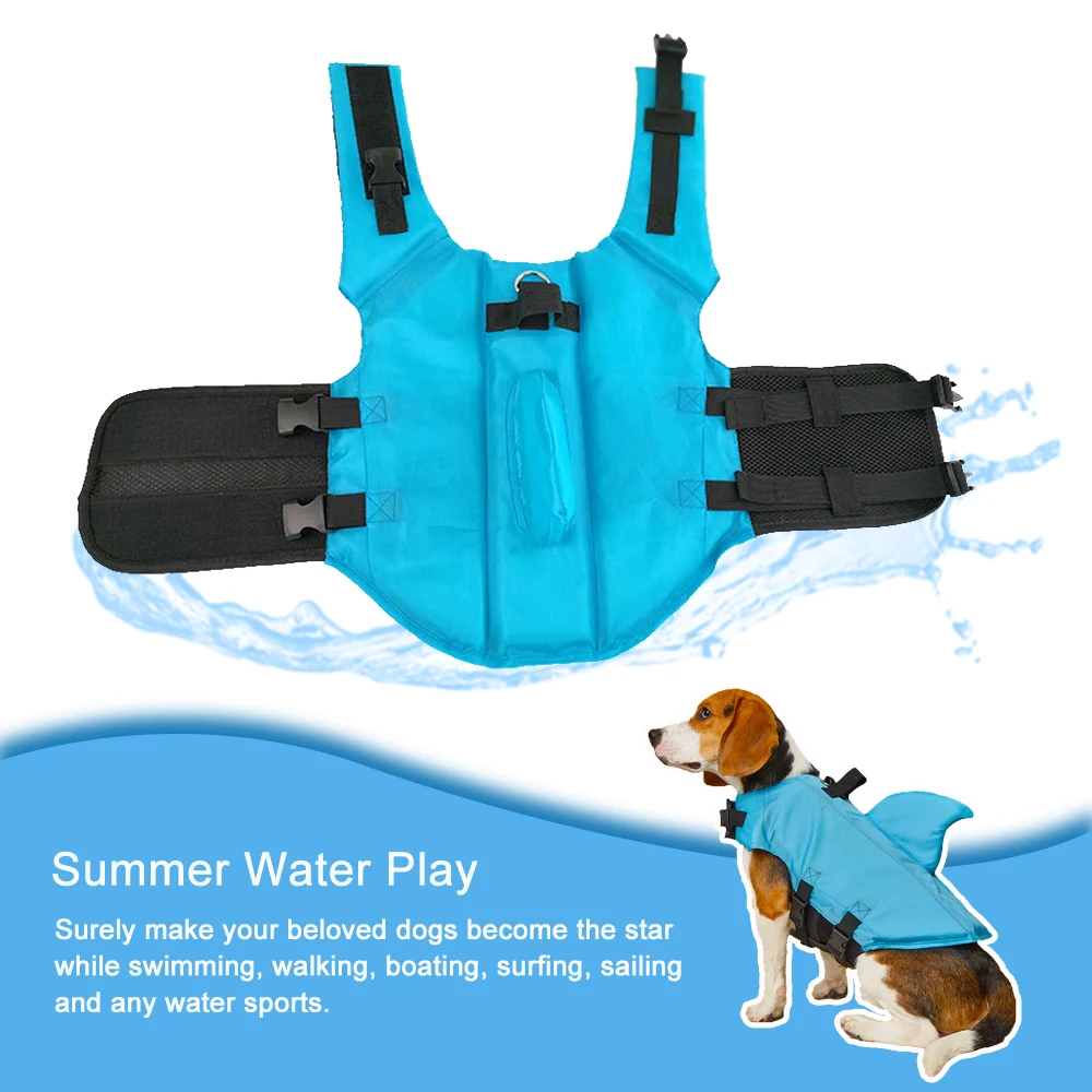 Chaleco salvavidas para perros tiburones, flotabilidad mejorada, ropa de natación para perros pequeños, chaleco de seguridad con asa para perros medianos y grandes, surf