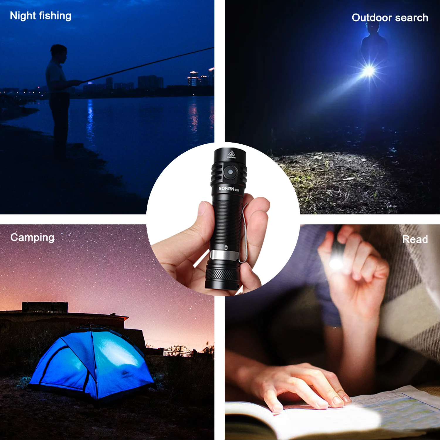 Linterna LED SOFIRN SC18 de 1800lm con SST40, Lente Óptica TIR, Linterna EDC Recargable por USB C