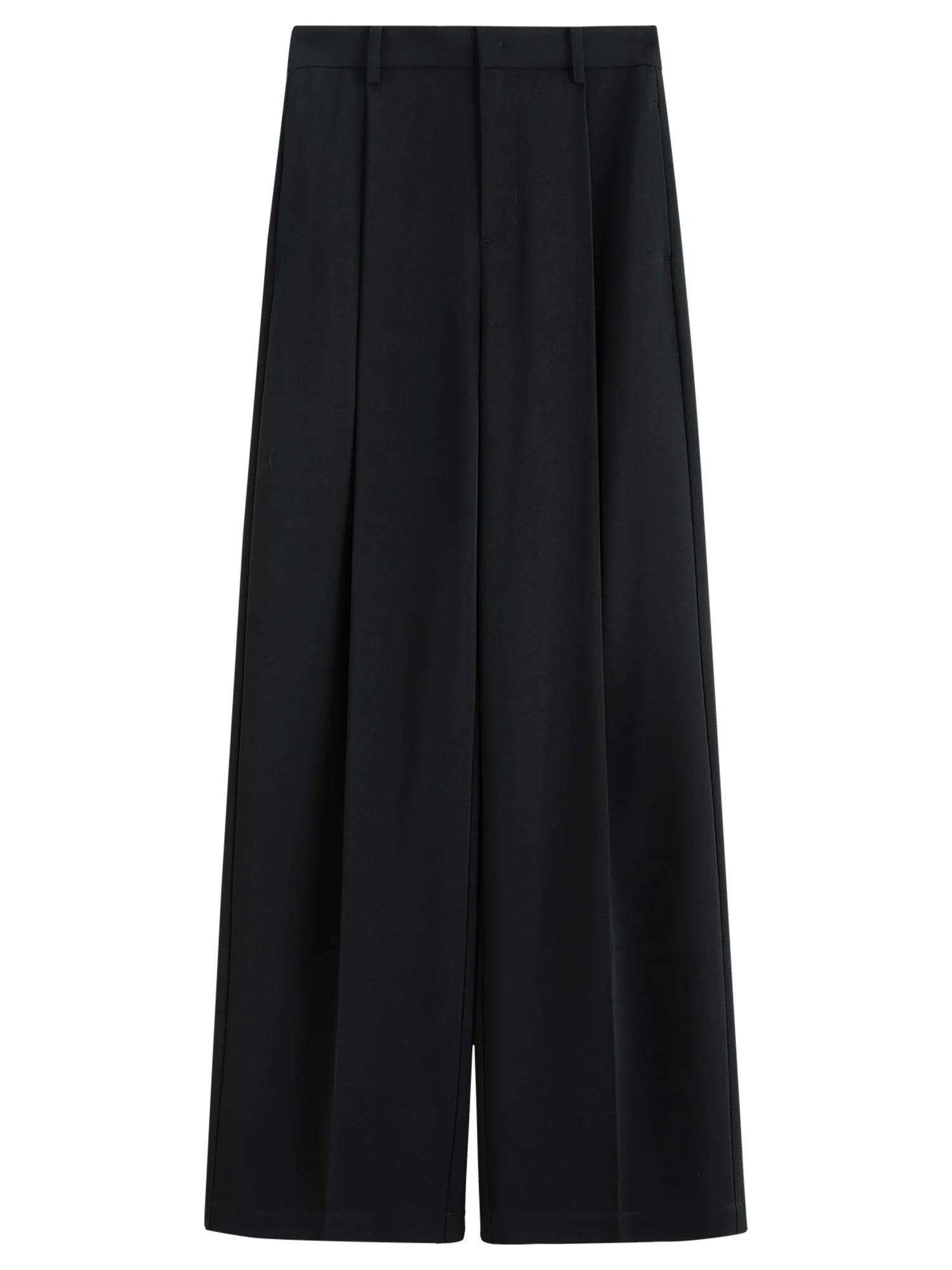 Pantalones de Pierna Recta con Dobladillo FSLE 2026 para Mujer, Pantalones de Trabajo Negros de Cintura Alta para un Estilo Diario Versátil y Minimalista en la Oficina