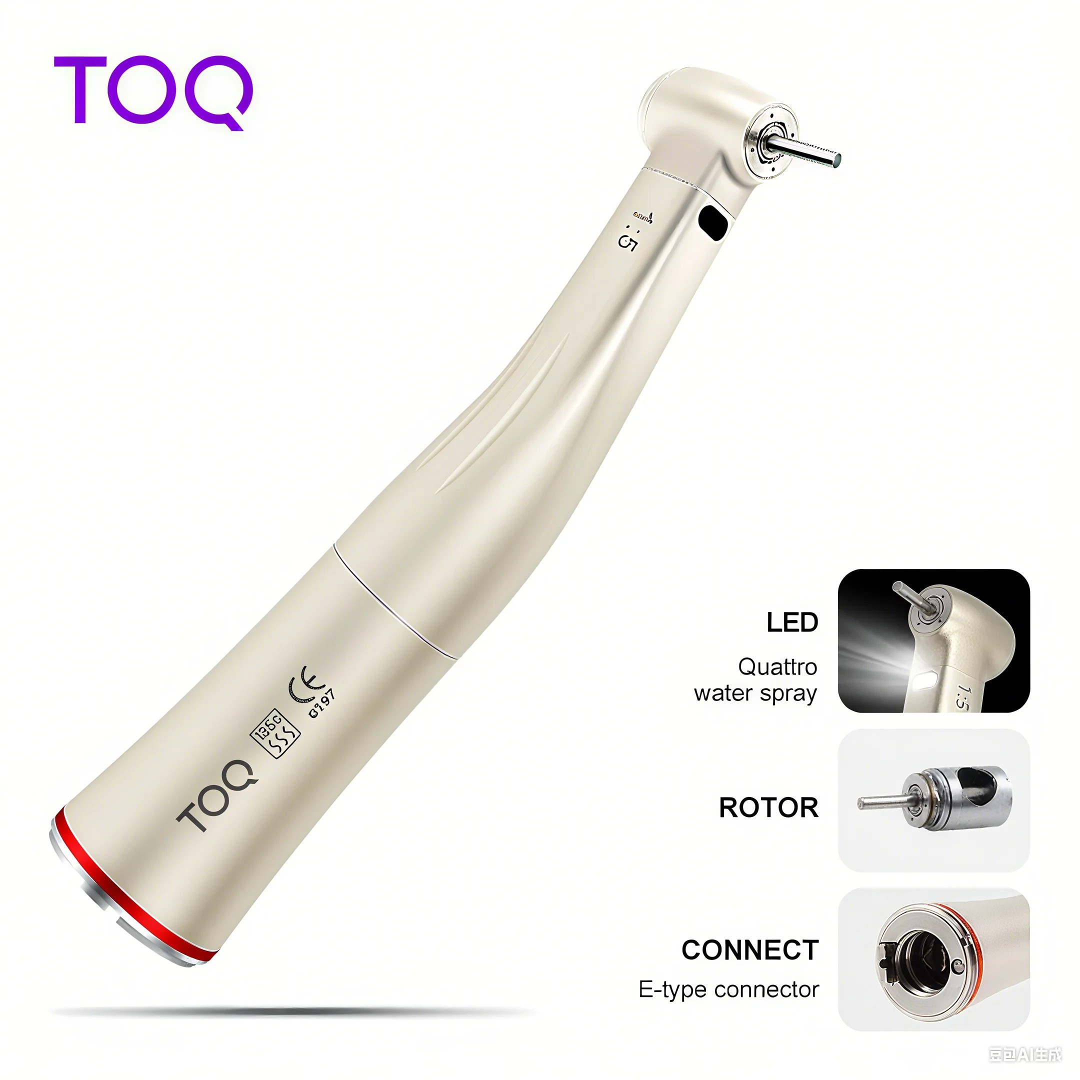 Equipo Dental: Contra-ángulo con Anillo Rojo 1:5 con Luz y Botón de Presión, Proveedor Médico