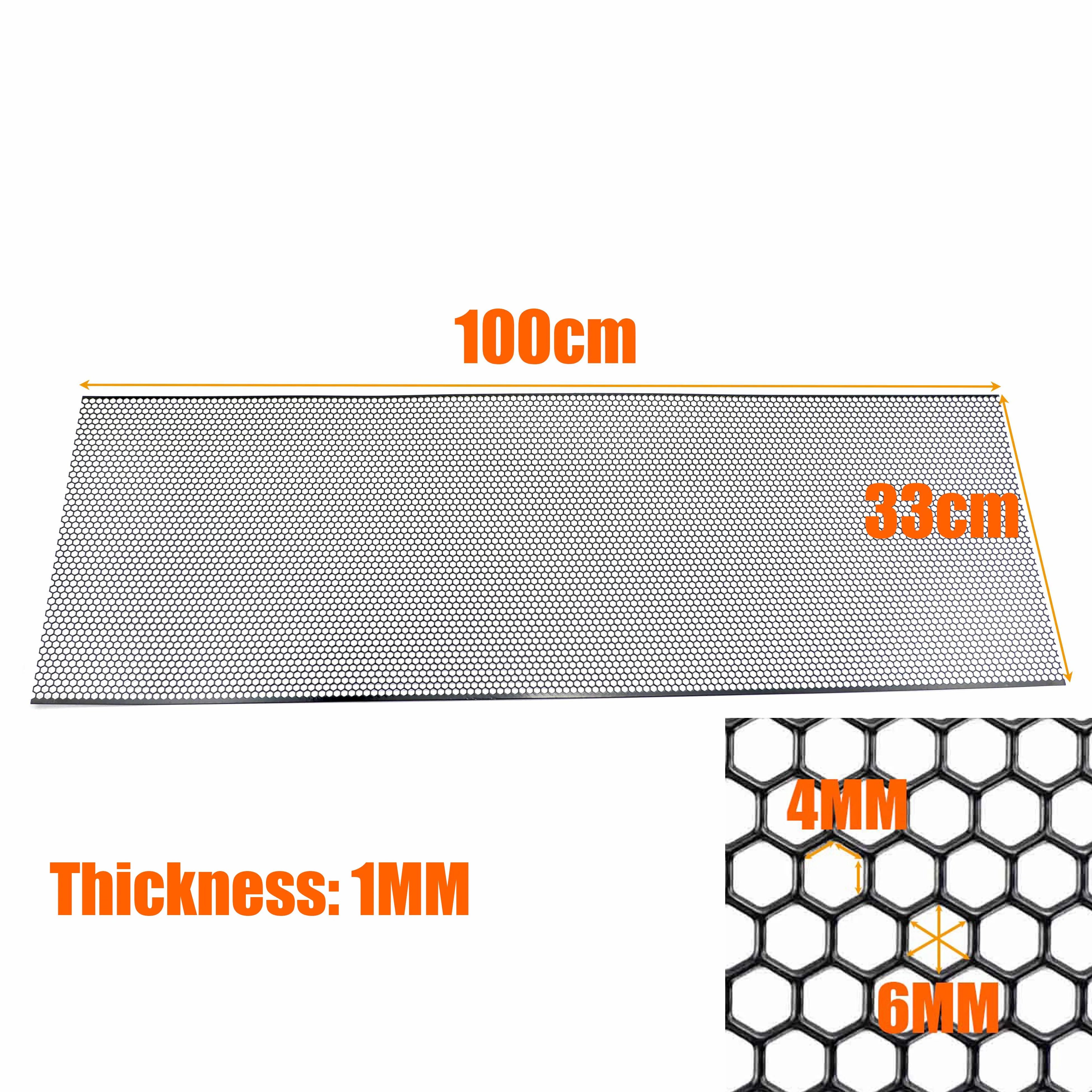 Rejilla de aluminio de 100cm x 33cm, cubierta de rejilla de malla para parachoques de coche, guardabarros, rejilla de ventilación, rejilla de ventilación, agujero hexagonal de 6mm, bricolaje