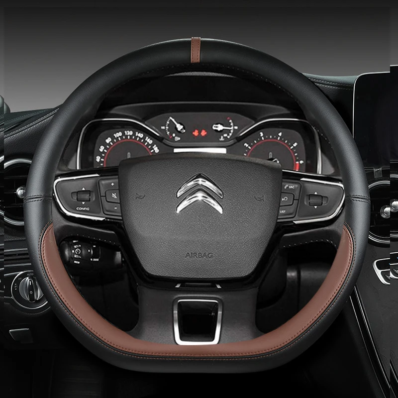 Protector de volante tipo D para Citroen C3 II III 2009 - 2019 2020 C3 AIRCROSS 2017 2018 2019 2020 2021 Berlingo 3 C4 Picasso 2