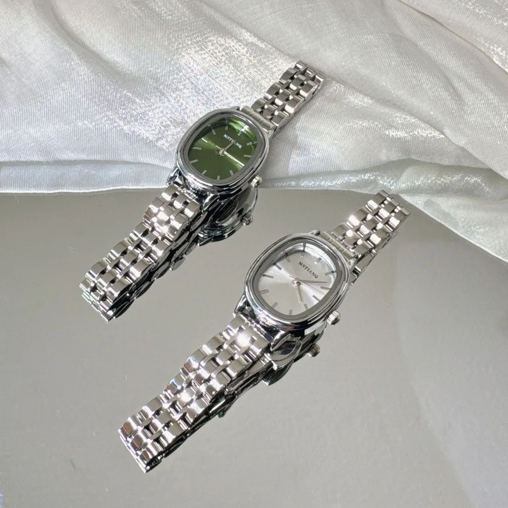 Reloj de Mujer de Marca Famosa, Esfera Ovalada Pequeña, Reloj de Cuarzo Verde, Regalo de Lujo para Estudiantes, Relojes de Pulsera, Dropshipping, Relojes Para Mujer
