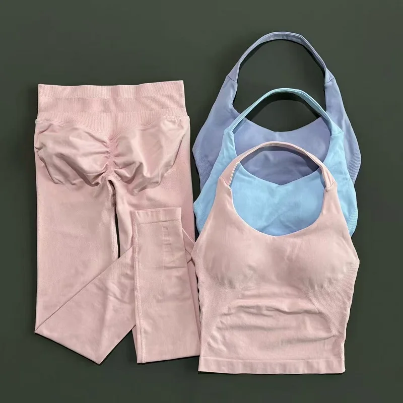 Ropa deportiva de 2 piezas para mujer, conjunto de Yoga, ropa de gimnasio, ropa deportiva, trajes de Yoga, conjunto de Fitness, chándales, Top deportivo, conjunto de mallas de gimnasio