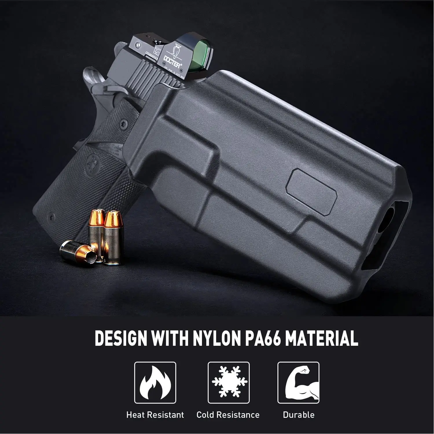 Funda compatible con Colt1911 /Elite Force 1911/Springfield1911/Taurus1911/ Kimber / Rock Island Armory/funda de polímero de liberación de pulgar OWB
