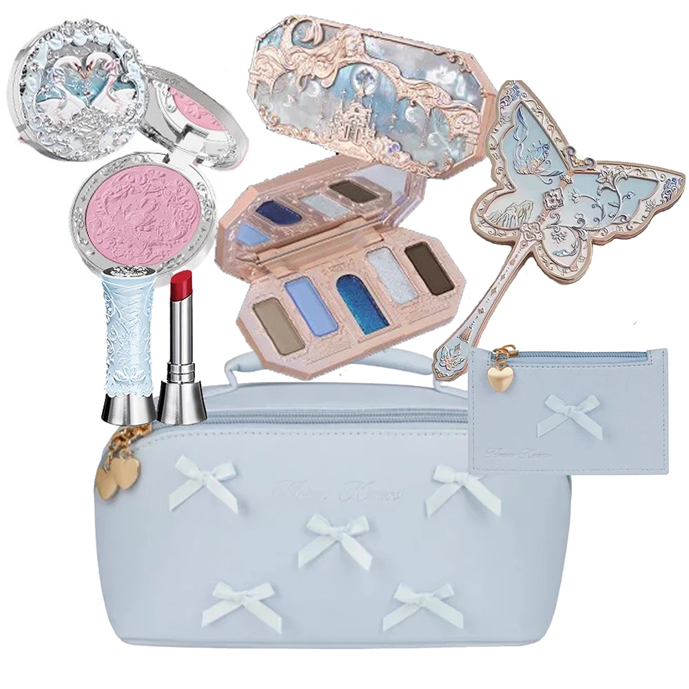 Flowerkindows-Juego de maquillaje todo en uno, caja de regalo, flor sabe brillo, paleta de sombra de ojos, colorete, lápiz labial brillante de larga duración con bolsa