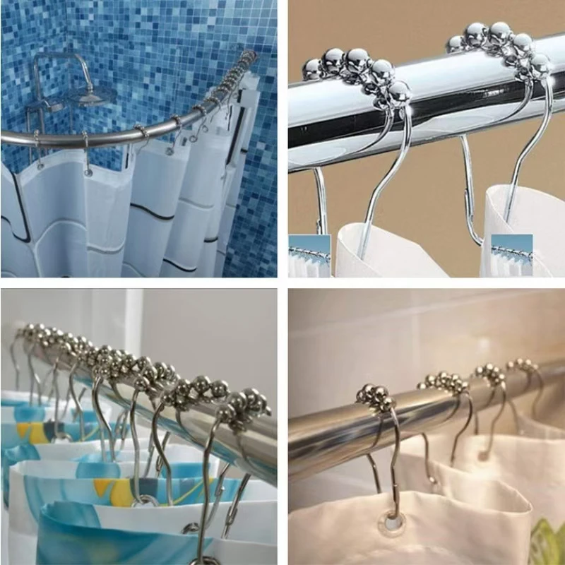 12 unids/set ganchos para cortina de ducha poste de baño anillo de elevación en forma de calabaza 5 hebillas de cortina de cuentas accesorios de poste de cortina de ducha