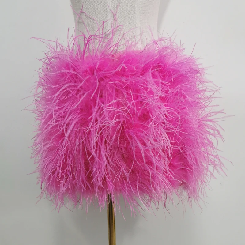 Minifalda de plumas reales, ropa sexy con cintura elástica, club, falda corta de carnaval para fiesta de baile, se puede personalizar en tallas