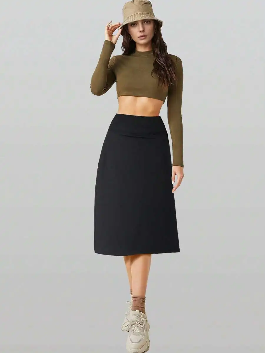 Falda de tenis de secado rápido y ajuste ceñido, estilo halter de yoga de una pieza, color puro, estilo minimalista, alta elasticidad en cuatro direcciones, anti-transparencia.