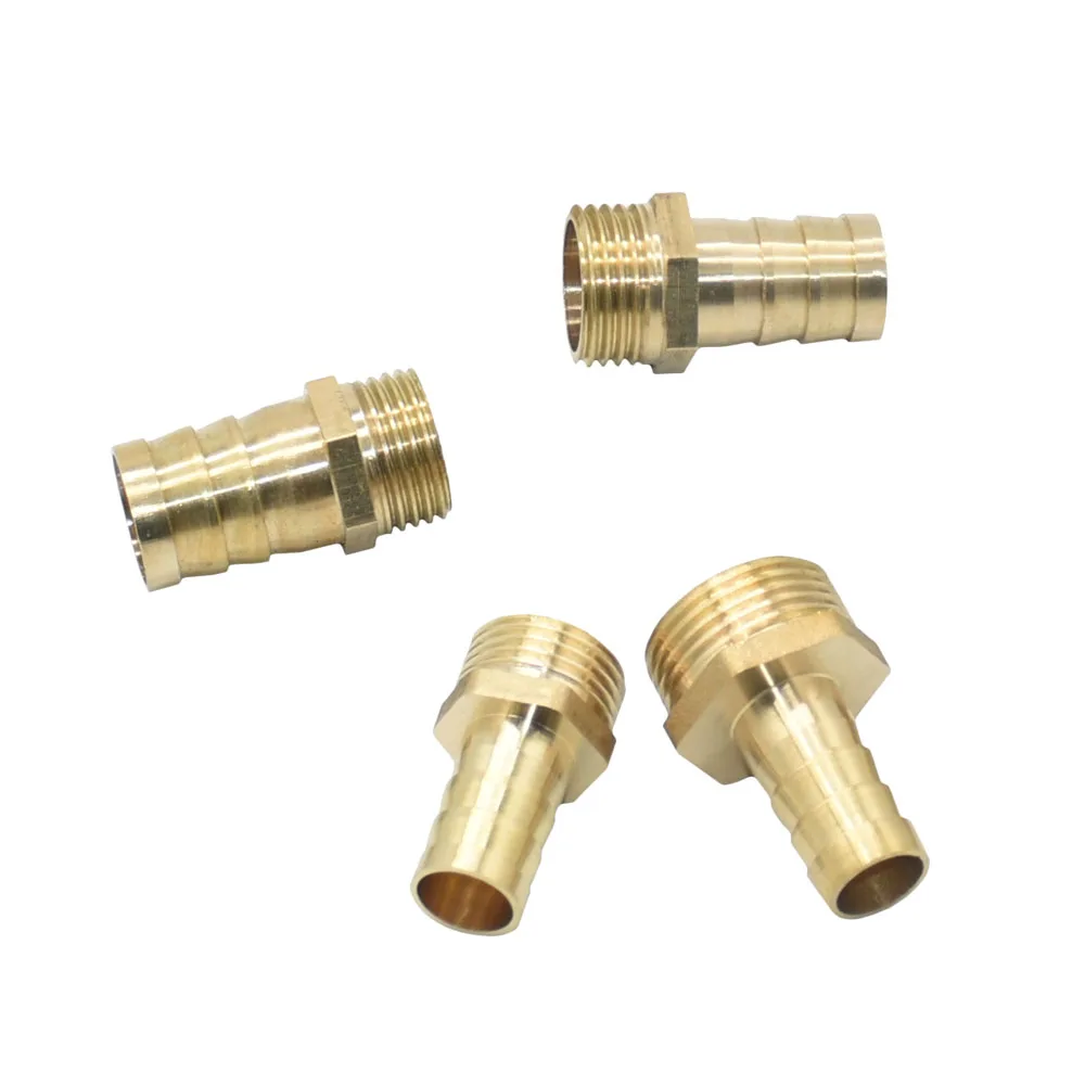 Conector de manguera de latón de 14/16/19/25mm, conector de tubo de rosca macho de 1/2 3/4 ", acoplador de tubo de aire y aceite de agua de cobre
