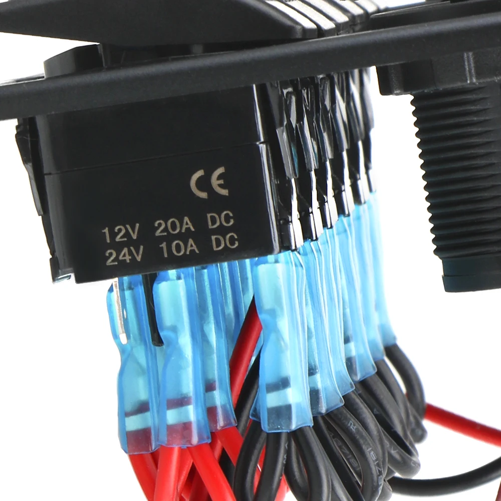 Panel de interruptor basculante de 6 entradas con ranura USB Dual de 4,2 A, pantalla de voltaje Digital para barco marino, coche, vehículos Rv, camión, yate