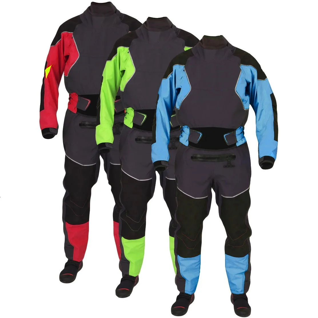 Traje Seco para Kayak LKVER para Hombre, con Juntas de Látex en Cuello y Muñeca, Falda Superior de Doble Ajuste, Cierres de Neopreno con Velcro