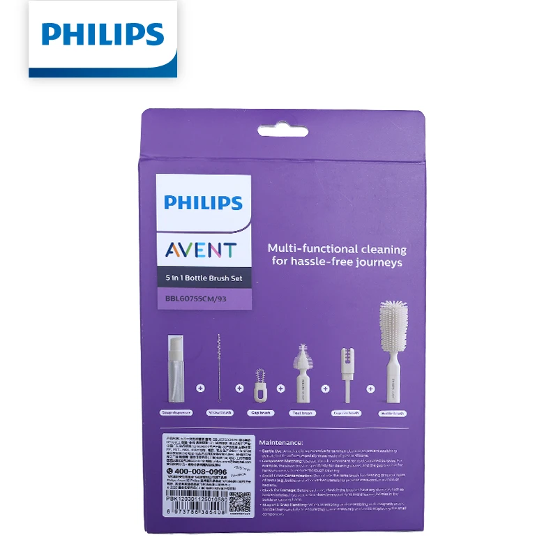 Philips AVENT-Juego de cepillos para biberones, Kit de cepillos de limpieza multifuncional para tetinas de biberones, accesorios de alimentación para recién nacidos