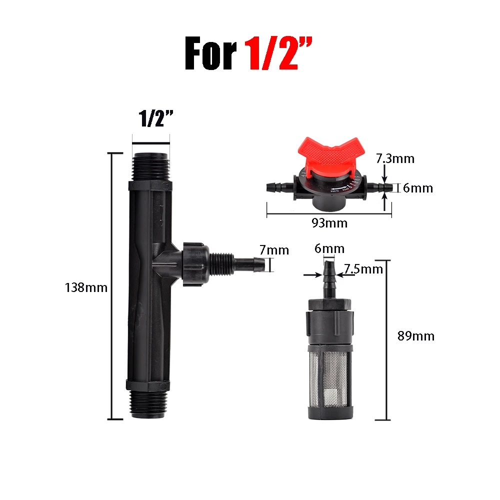 Tubo Venturi de riego 1/2 "3/4" 1 "1,5" válvula de Control de flujo Venturi de riego de rosca de 4 velocidades, Kit de filtro de agua 1 Juego