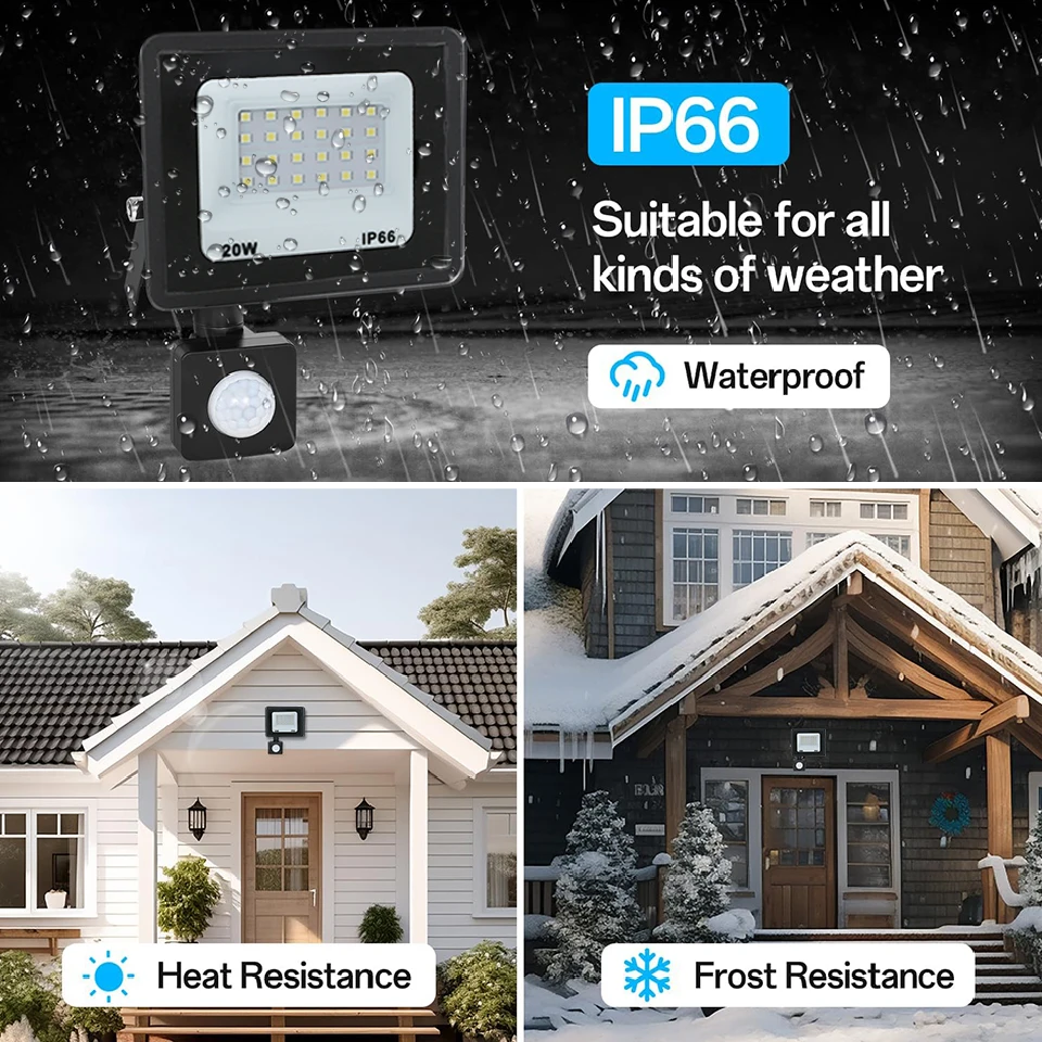 Reflector LED con Sensor de movimiento, foco Exterior impermeable, lámpara de pared, AC220V, AC110V, 10W-300W