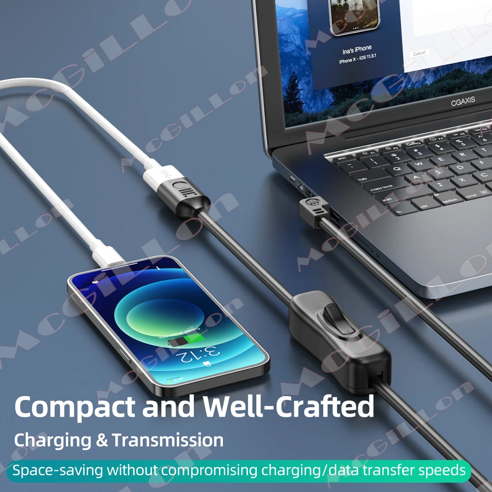 McGiLLon Cable extensor USB 3,0 Cable de extensión macho a hembra con interruptor de encendido y apagado para PC ventilador USB lámpara LED Cable de alimentación del cargador USB