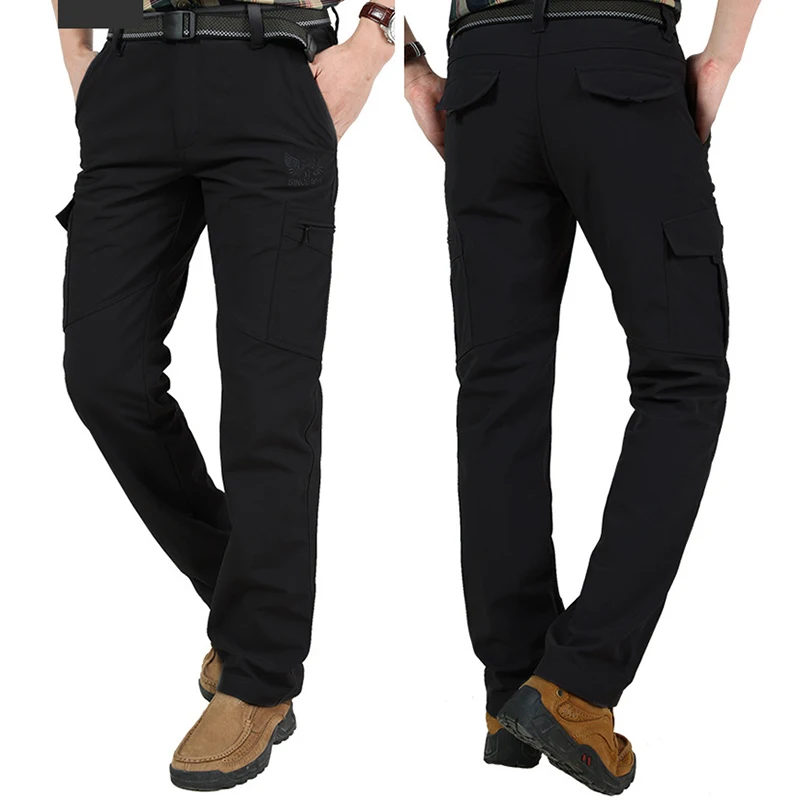 Pantalones tácticos para trabajo al aire libre, pantalones Cargo informales de invierno para hombre, pantalones impermeables con forro polar, ropa de trabajo elástica para senderismo y viajes, 2024