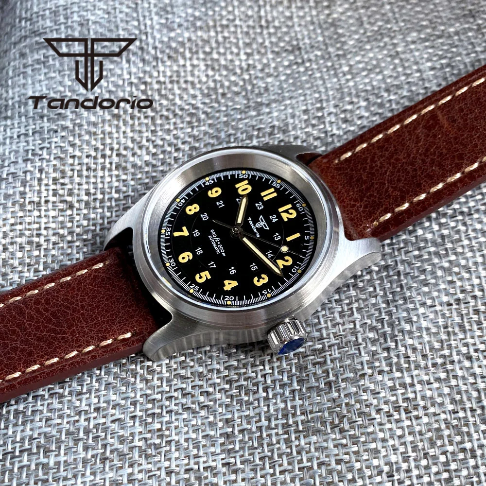 Tandorio 36mm moda 20BAR reloj piloto de buceo automático para hombres señoras NH35/PT5000/Miyota8215 Movt reloj de pulsera de zafiro verde Lume