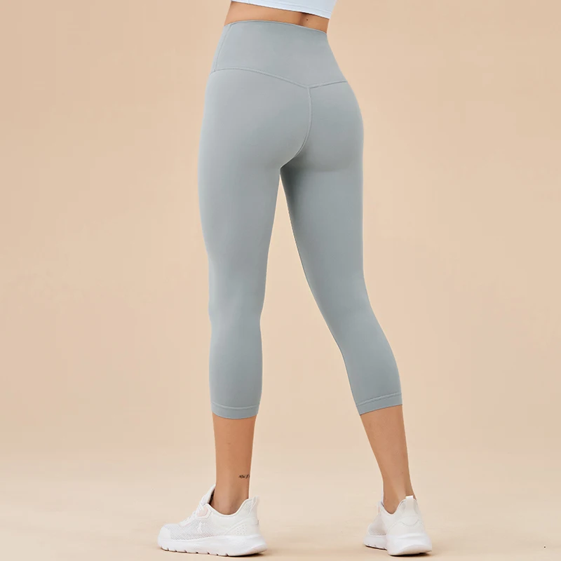 SOISOU-nylon pantalones de mujer yoga de siete puntos con pantalones de fondo para el Fitness sexy cintura alta ajustada, transpirable y elástica pantalones deportivos para niñas de 13 colores