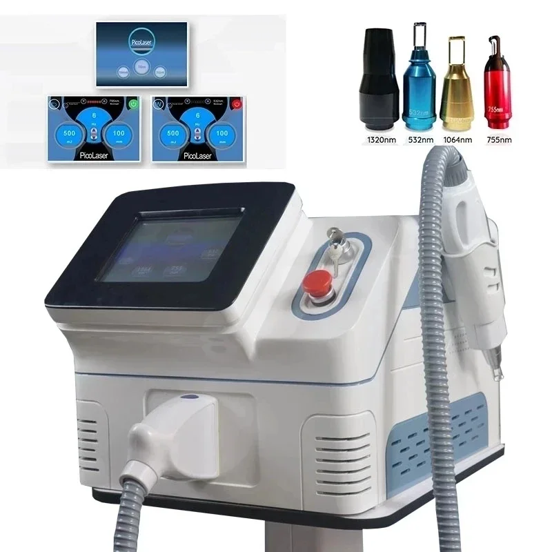 Máquina Láser Portátil de Picosegundos 1064nm 532nm para Eliminar Tatuajes, Láser Nd:YAG Q-Switched
