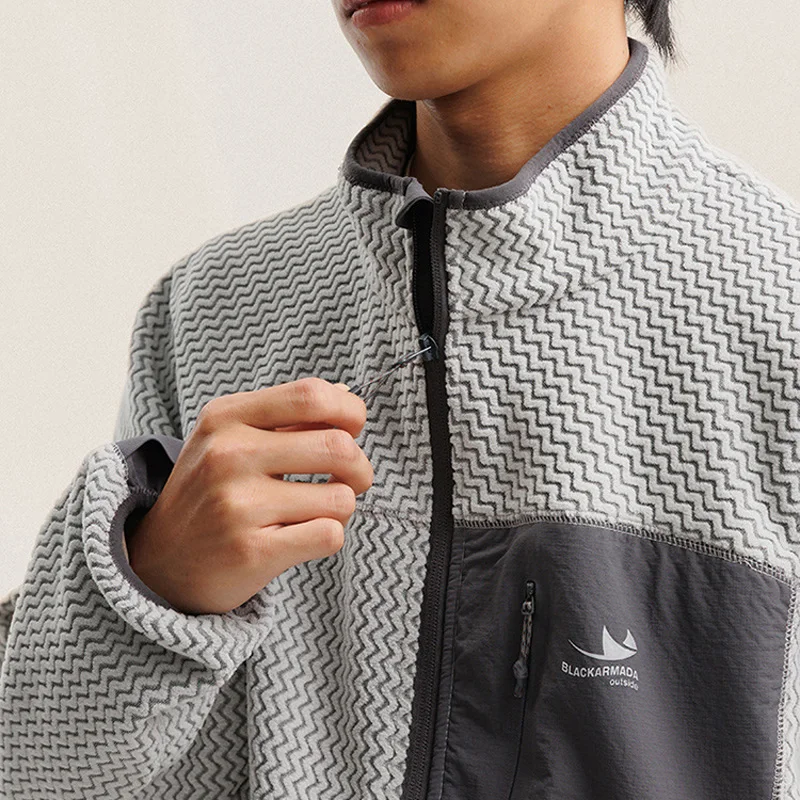 Chaqueta de Forro Polar con Rayas Onduladas para Otoño e Invierno, para Hombre y Mujer, para Viajes al Aire Libre, Montañismo, Senderismo, Chaqueta Deportiva Transpirable y Cálida, Abrigo Unisex