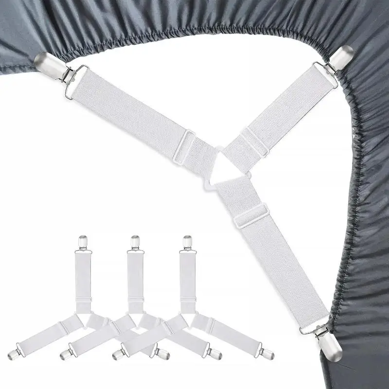 Sujetador de Sábanas Ajustable Elástico con 12 Clips, Sujetador Fijo para Colchón, Sujetadores de Cubiertas y Mantas, Correa Antideslizante - Nuevo