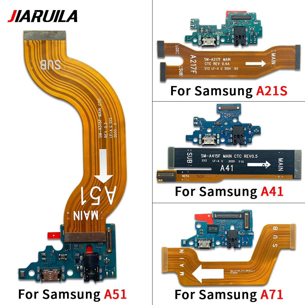 Para Samsung A21S A31 A41 A51 A70 A71 puerto de carga USB micrófono conector placa base principal reemplazo de cable flexible LCD