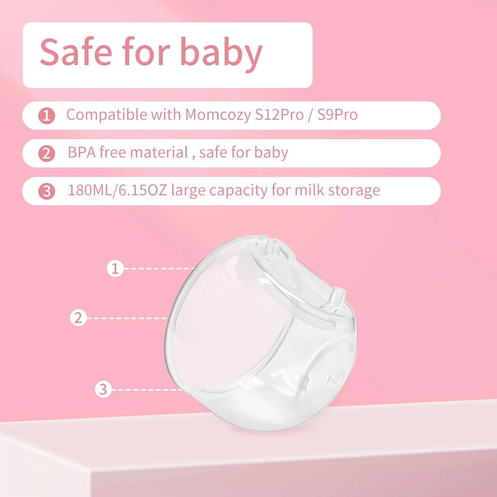 2 Juegos de Repuestos para Vasos de Leche Momcozy S12 Pro/S9 Pro: Vaso Colector, Válvula de Pico de Pato, Brida, Diafragma y Conector