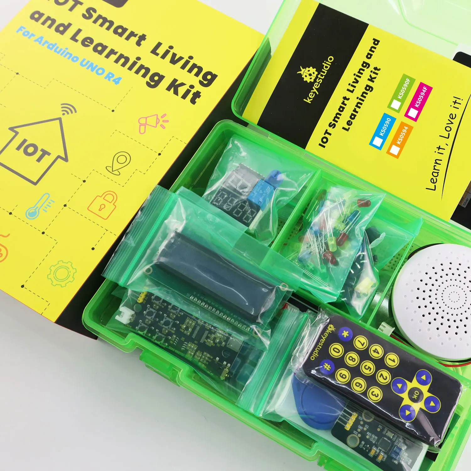 Kit de aprendizaje vivo IOT inteligente Kidsbits + 60 proyectos para programación WIFI Arduino UNO R4 con Tutorial de idioma Arduino C