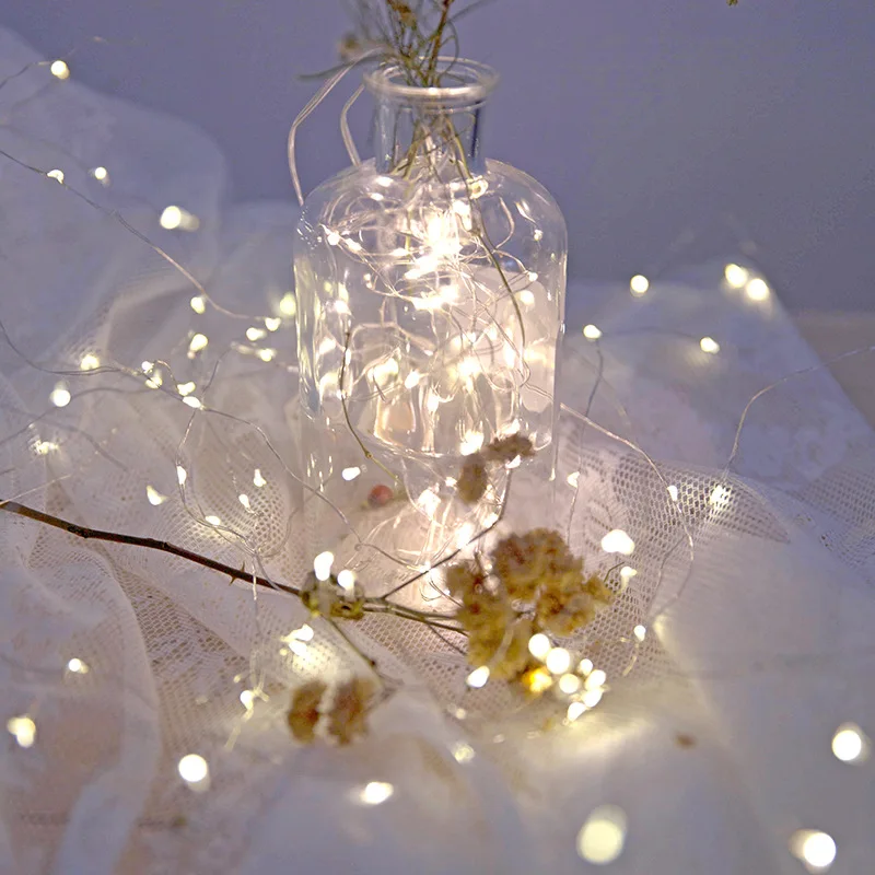 Guirnalda de luces LED de alambre de cobre de 10/20M, guirnalda impermeable con USB/batería, luz de hadas, decoración para fiesta de boda y Navidad, iluminación navideña
