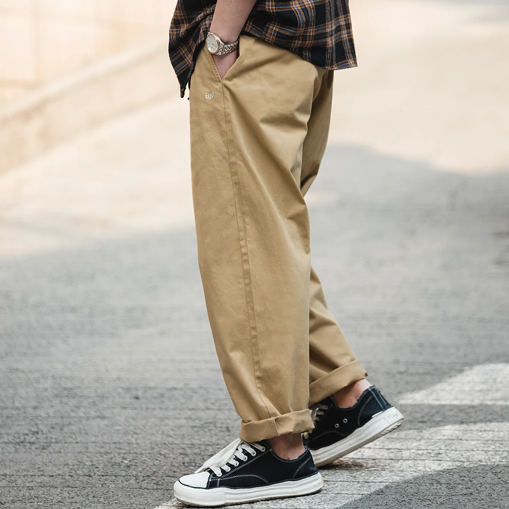 Maden-pantalones Cargo fáciles para hombre, pantalones sueltos informales con bolsillo y cordón, monos Vintage, ropa recta