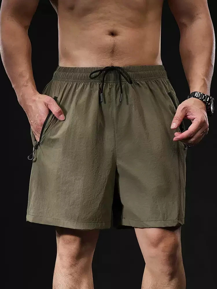 Pantalones cortos de verano para correr, ropa de gimnasio, pantalones cortos deportivos para hombre, impermeables, para tenis, baloncesto, fútbol, entrenamiento, con bolsillo con cremallera.