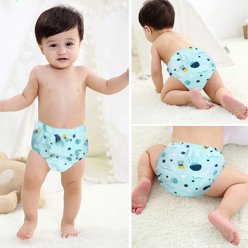 Pantalones de entrenamiento para ir al baño reutilizables para bebés, pañales de tela ecológicos de algodón para niños pequeños, bragas impermeables lavables, ropa interior para niños y niñas