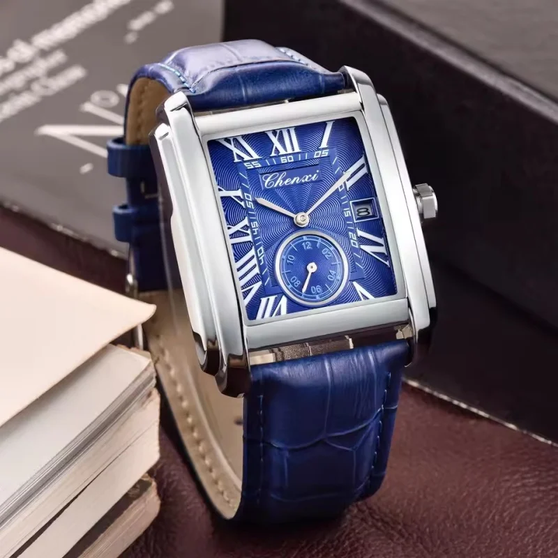 CHENXI 8216, superventas, reloj de negocios de marca superior para hombres, calendario militar de cuarzo, reloj elegante con correa de cuero resistente al agua para hombres