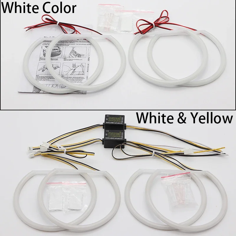 Para BMW 5 Series E39 525i 528i 530i 540i blanco amarillo doble y blanco algodón LED Angel Eyes Kit anillo luz de señal de giro DRL