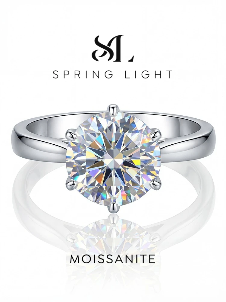 Anillos de boda clásicos de moissanita real de 0.5-2CT para mujer, regalo de plata esterlina 925 auténtica, joyería fina de alta calidad.