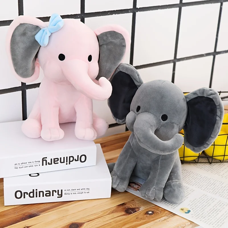 Muñeco de elefante durmiente cómodo, elefante rosa y gris, juguete de peluche para niños, regalos de cumpleaños, regalos navideños